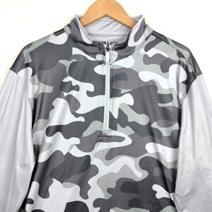 Pins & Aces Gray Camo 1/4 Zip Long Sleeve Performance Golf Pullover Mens Large